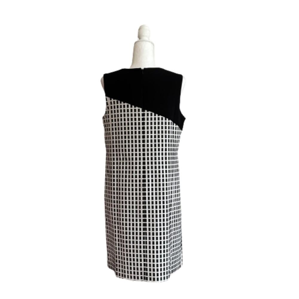 Halogen Dress Black White Checked Crew Neck Sleeveless Business Casual Small NEW - Picture 5 of 11